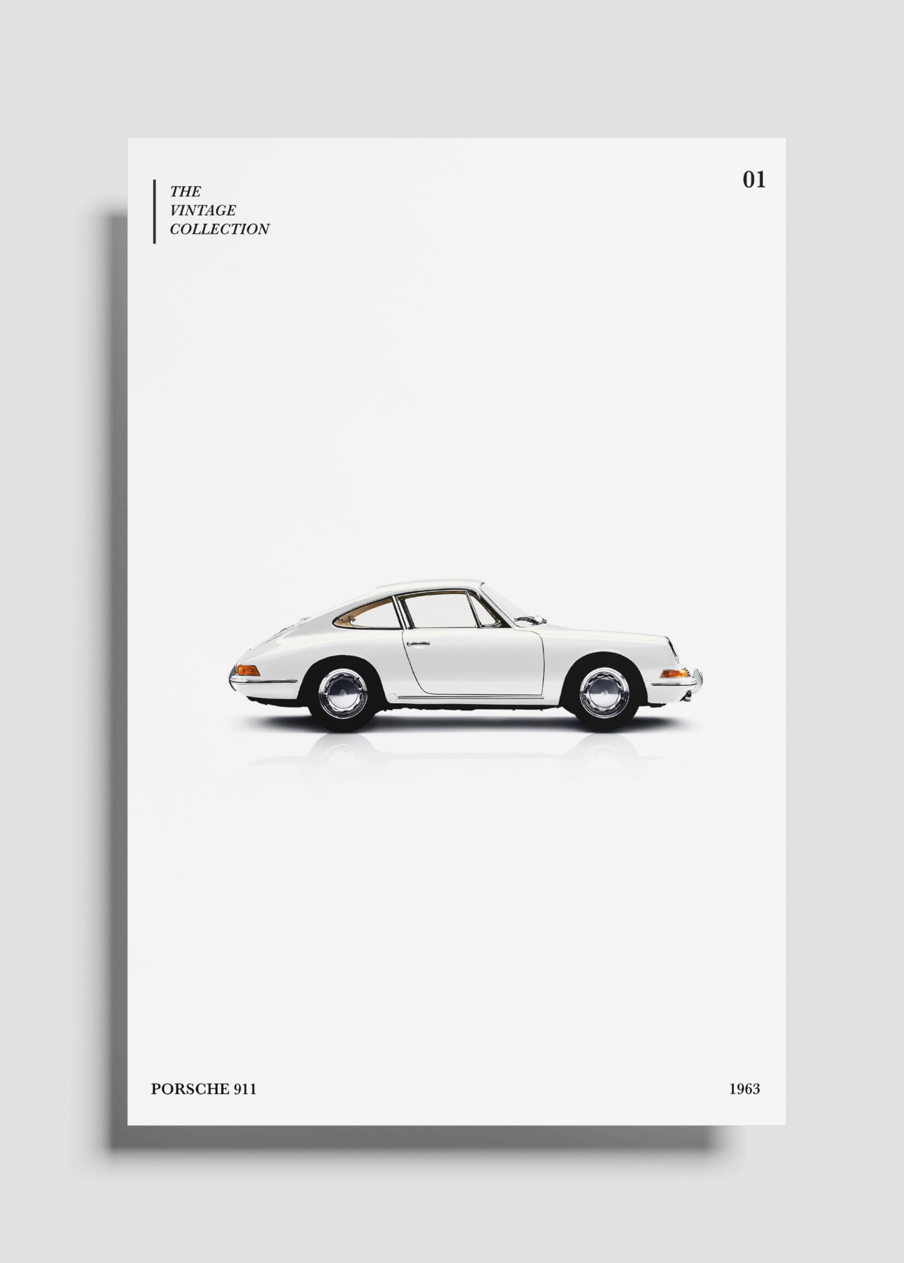 PodiumPe Minimal Porsche 911 Sports Car Poster | Vintage 1963